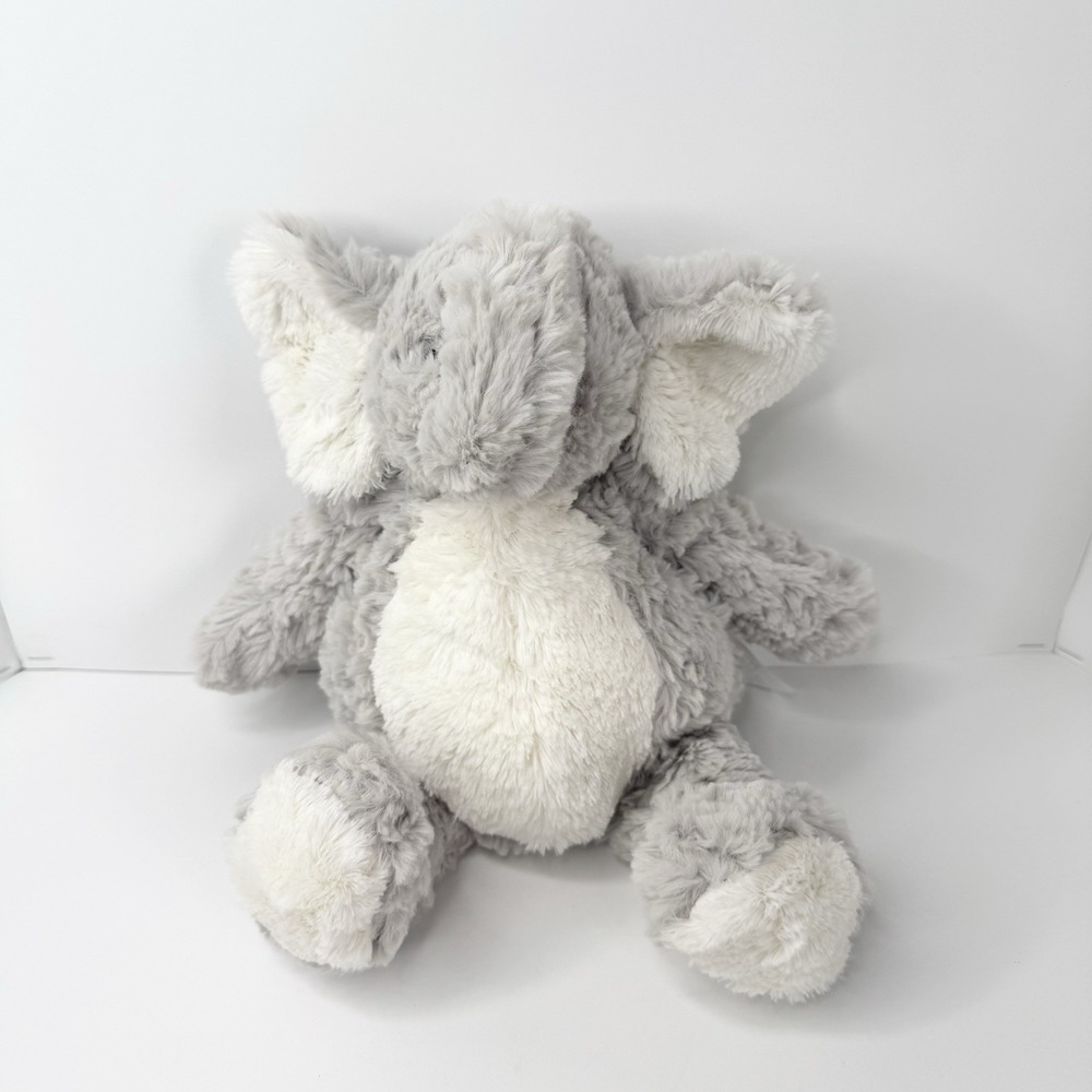 Pier 1 Imports Gray White 12" Elephant Plush Beanbag Stuffed Animal